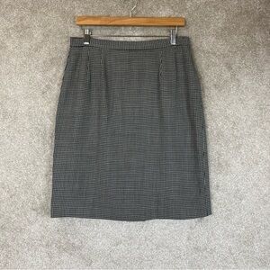 Jones New York Skirt Womens 14 Black Houndstooth Wool Knee Length Zip- 4464